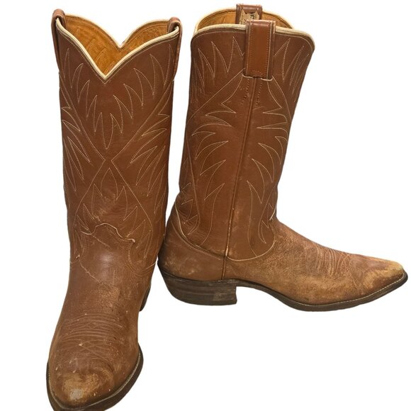 Vintage Nocona Cowboy Boots Mens 10 B 10.5 Narrow Country Western Rockabilly - Picture 2 of 16